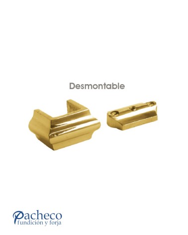 Macolla en latón brillo para barrote de forja cuadrado desmontable para portales