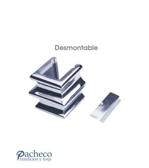 Macolla en latón cromado para barrote de forja cuadrado para barrote cuadrado