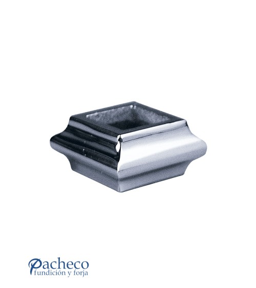 Macolla en latón cromado para barrote de forja cuadrado rectangular para pletinas de puertas de entrada