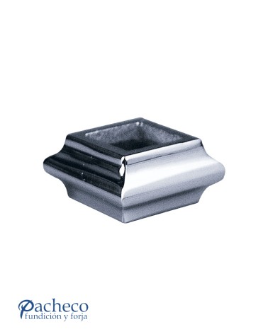 Macolla en latón cromado para barrote de forja cuadrado rectangular para pletinas de puertas de entrada