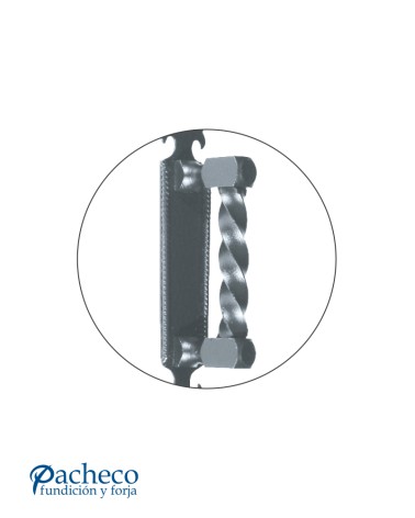 Tirador de forja entorchado con placa decorada para puerta de hierro