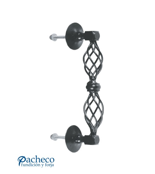 Tirador de hierro forjado tipo piña doble para portón rústico