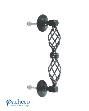 Tirador de hierro forjado tipo piña doble para portón rústico