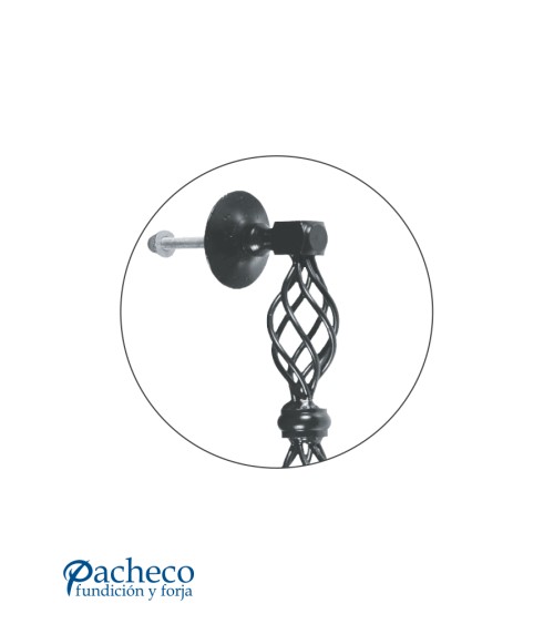 Tirador de hierro forjado tipo piña doble para portón rústico