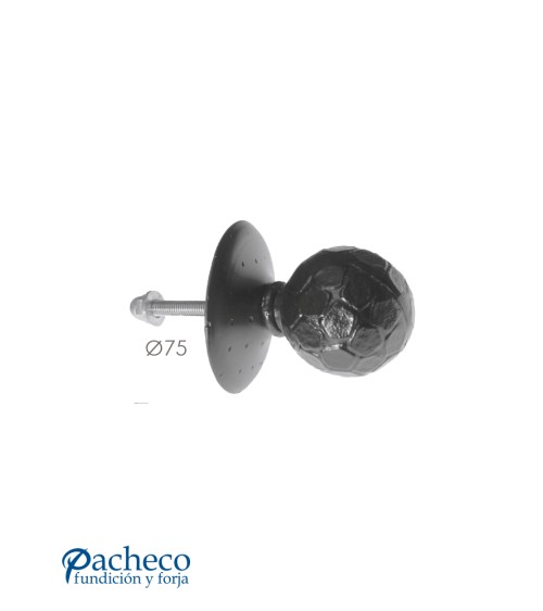 Pomo de hierro forjado bola martillada para puerta rústica