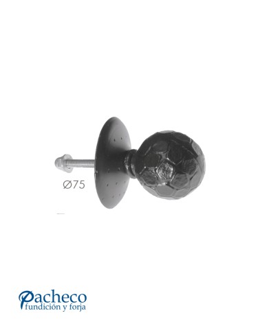 Pomo de hierro forjado bola martillada para puerta rústica