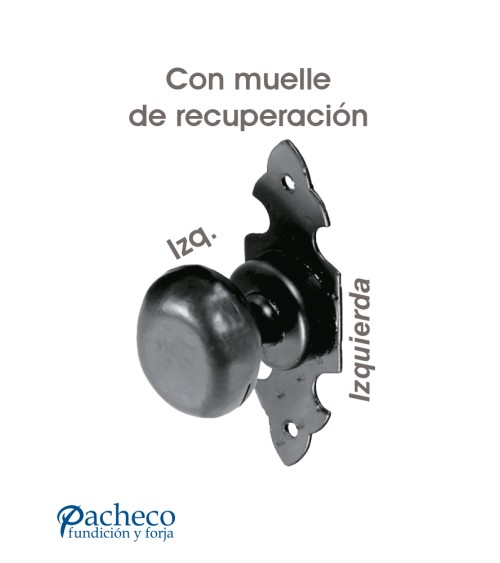 Pomo de forja rústica con placa y muelle de recuperación para puerta de hierro (izquierda / derecha)