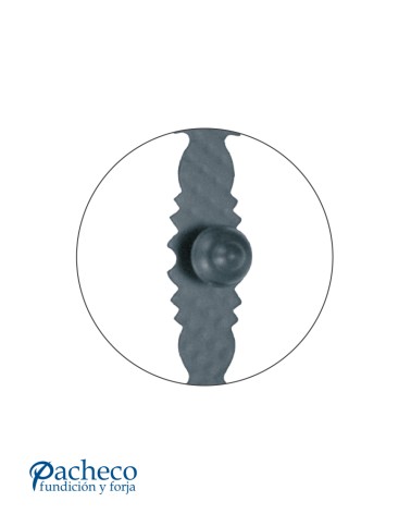 Pomo de forja rústica con placa decorada para portón tradicional