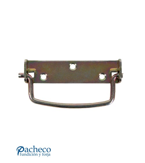 Tirador metálico bicomatado tipo asa para mueble rústico