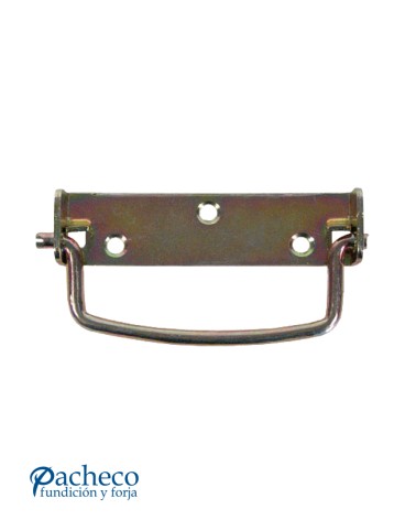 Tirador metálico bicomatado tipo asa para mueble rústico