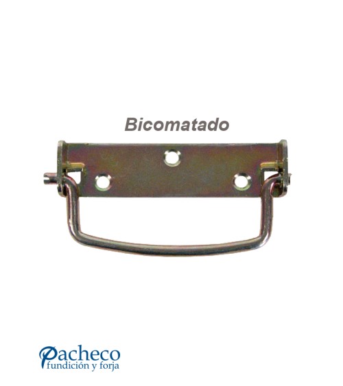 Tirador metálico bicomatado tipo asa para mueble rústico