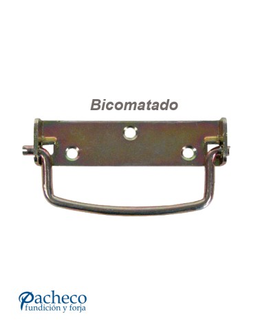 Tirador metálico bicomatado tipo asa para mueble rústico
