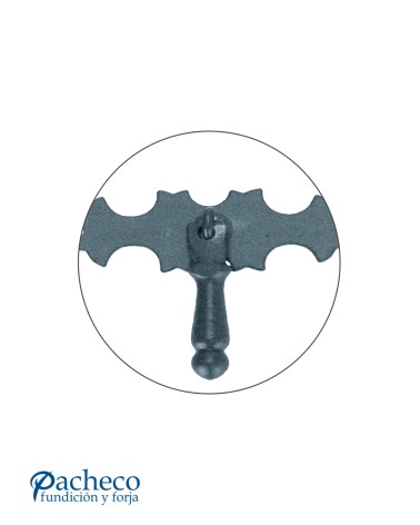 Tirador de forja rústica pequeño con placa decorada para muebles antiguos