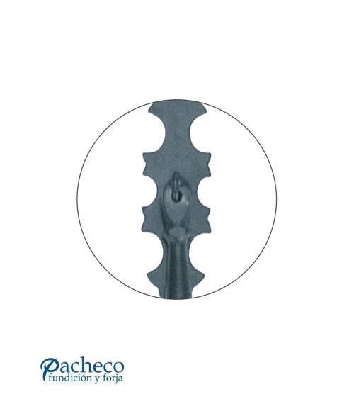 Tirador de hierro forjado vertical con placa ornamental para muebles rústicos