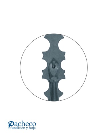 Tirador de hierro forjado vertical con placa ornamental para muebles rústicos