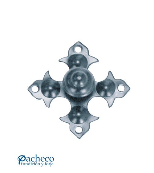 Placa de forja decorativa con pomo central para puerta principal