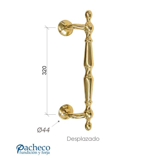 Tirador de latón brillo clásico desplazado para puerta de portal desplazado