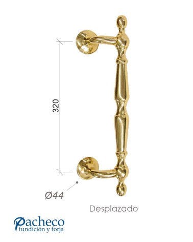 Tirador de latón brillo clásico desplazado para puerta de portal desplazado