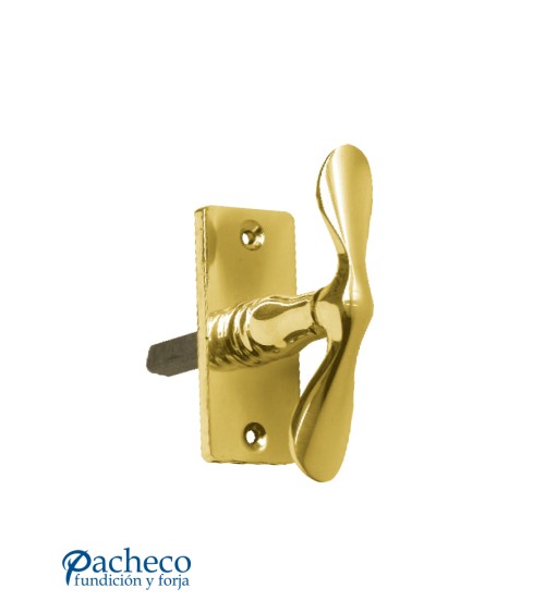 Manilla de latón brillo con placa para puerta interior