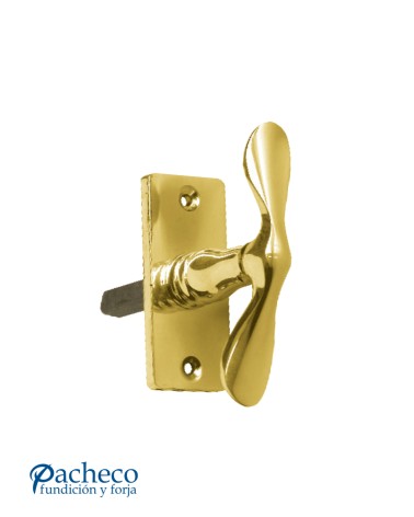 Manilla de latón brillo con placa para puerta interior