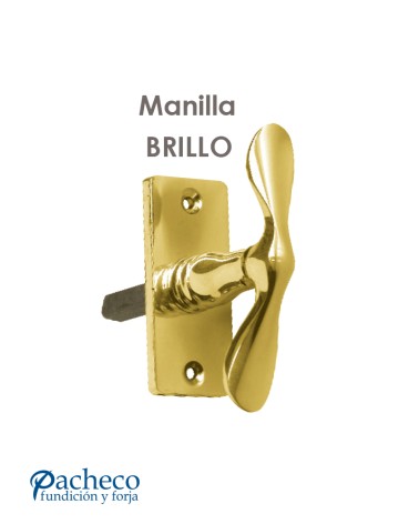 Manilla de latón brillo con placa para puerta interior