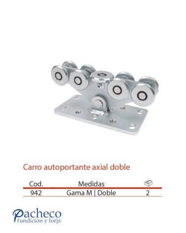 Carro autoportante axial doble U-60 para puerta autoportante