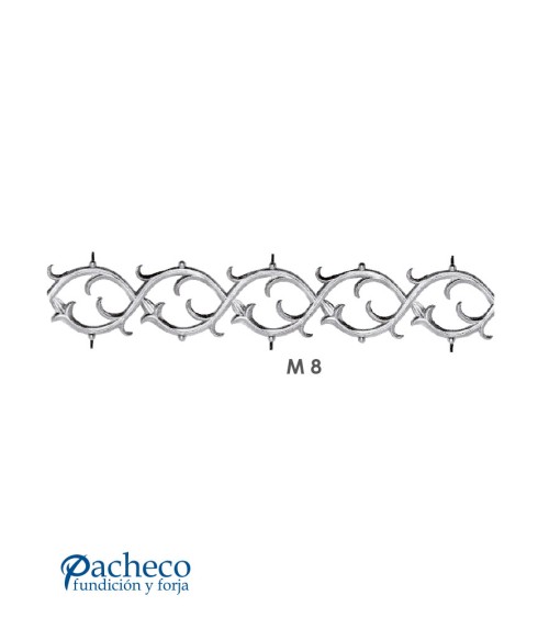 Solera Ornamental de Aluminio Forjado para Ventanas o Barandillas M8