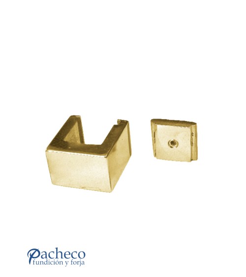 Macolla en latón brillo para barrote de forja cuadrado desmontable para remates de pletina en portales