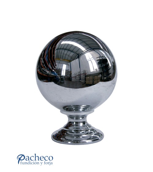 Remate en latón cromado tipo bola clásica para barrotes y puertas de forja