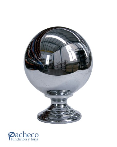 Remate en latón cromado tipo bola clásica para barrotes y puertas de forja