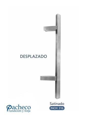 Tirador de acero inoxidable 316 satinado rectangular desplazado para puerta de portal