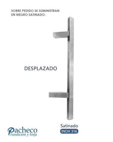 Tirador de acero inoxidable 316 satinado rectangular desplazado para puerta de portal