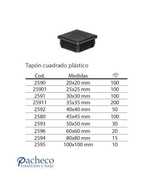 Tapón cuadrado de plástico para poste