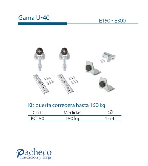 Kit puerta corredera colgada hasta 150 kg