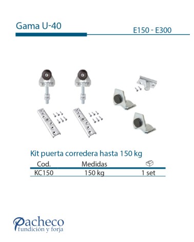 Kit puerta corredera colgada hasta 150 kg