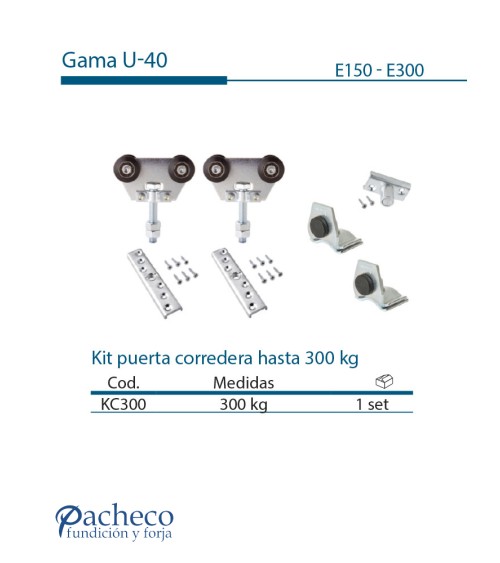 Kit puerta corredera colgada hasta 300 kg
