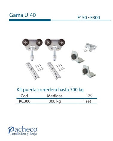 Kit puerta corredera colgada hasta 300 kg