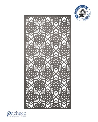 Celosía de hierro geometría ornamental estilo mudéjar moderno para cerramientos elegantes en chalets