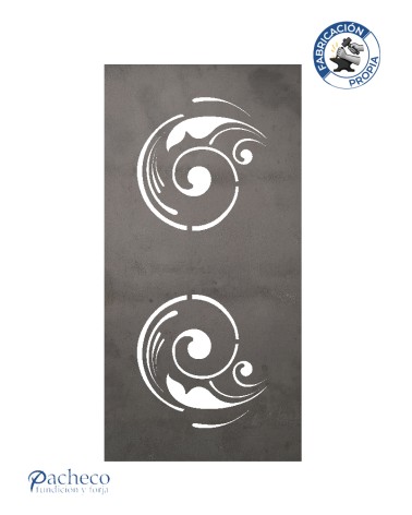 Panel decorativo de hierro volutas simétricas estilo barroco francés para fachadas y porches