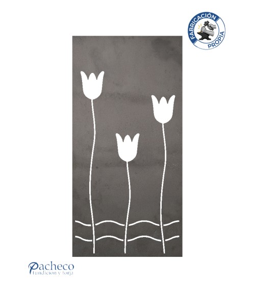 Panel de hierro calado tulipanes estilizados estilo floral nórdico para jardines y terrazas