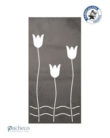 Panel de hierro calado tulipanes estilizados estilo floral nórdico para jardines y terrazas