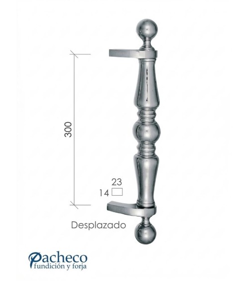 Tirador de latón cromado torneado desplazado para portón de entrada