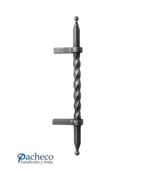 Tirador de hierro forjado entorchado desplazado para portón de forja