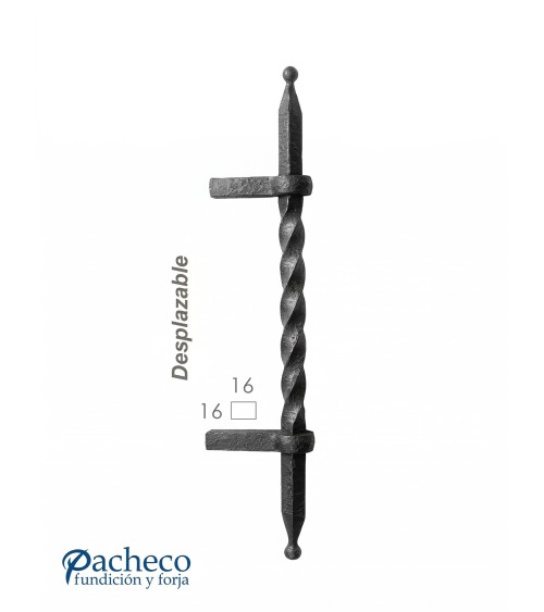 Tirador de hierro forjado entorchado desplazado para portón de forja