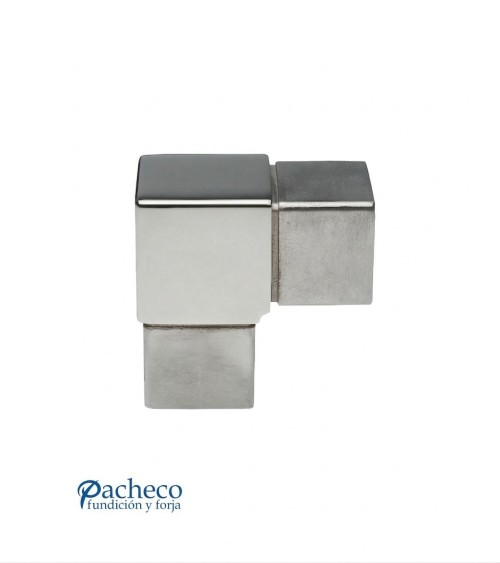 Codo de Acero Inoxidable 316 para Postes Cuadrados 90 º Brillo y Satinado 40 mm