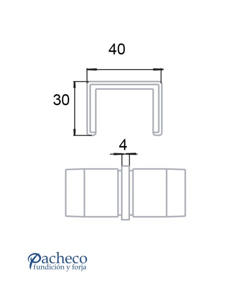 Empalme de Acero Inoxidable 316 para Tubo Ranurado 40x30mm