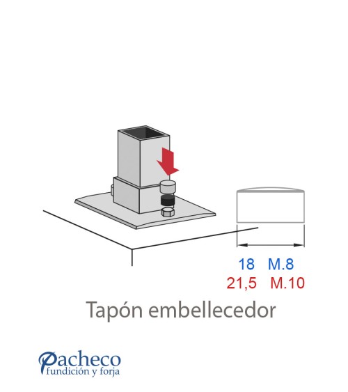 Tapón Embellecedor para Poste Redondo de Acero Inox 316 Brillo y Satinado