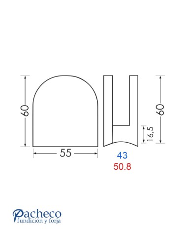 Pinza Redonda Acero Inoxidable 316 Brillo y Satinado para Redondo 43 mm - 50.8 mm