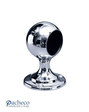 Soporte ciego en latón cromado brillo para pasamanos