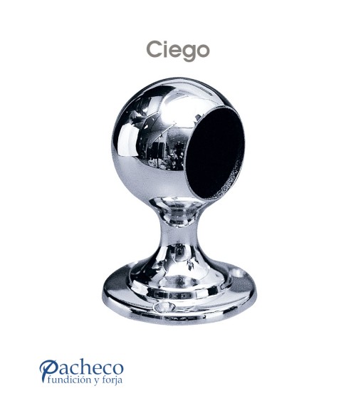 Soporte ciego en latón cromado brillo para pasamanos